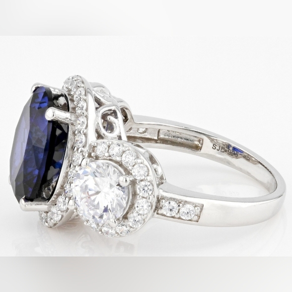 GENUINE BELLA LUCE 12CTTW STERLING SILVER SEPTEMBER BIRTHSTONE SAPPHIRE CZ RING7 - Picture 3 of 7